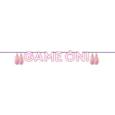 6 Count Bulk Pack Gamer Girl Letter Banner w/ Tassels, Iridescent