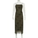 thumbnail image 3 of Vestido De Tirantes Finos Vestido de tirantes de espagueti para mujer Vestido midi ajustado sexy con estampado de malla Sin mangas de verano Ygjytge para Mujer Negro T S, 3 of 9