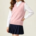 thumbnail image 6 of XRoczxe Kids V‑Neck Knit Vest, Unisex Boys Girls Solid‑Color Sleeveless Sweater Vest, Preppy School Casual Layering Tank Top, 6 of 8