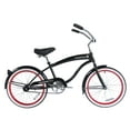 thumbnail image 5 of Wonder Wheels 20" Beach Cruiser Steel Frame Black, Coaster Brake, Alloy Rims Red 36H, Stainless Steel Spokes, One Piece Crank, Tire White Wall, Seat & Grip Black, Fender Black - Black & Red, 5 of 5