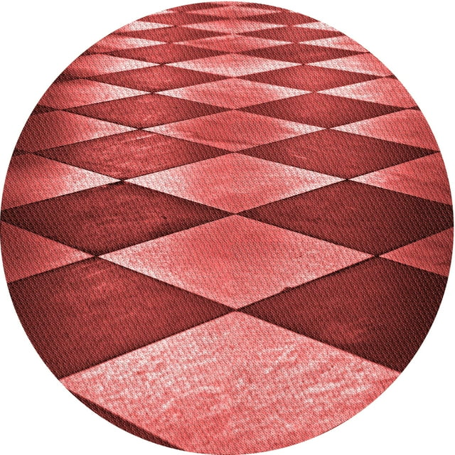 Ahgly Company Tapis d'Intérieur Lavables en Machine, Ronds, Rouges Transitionnels, 6' Ronds