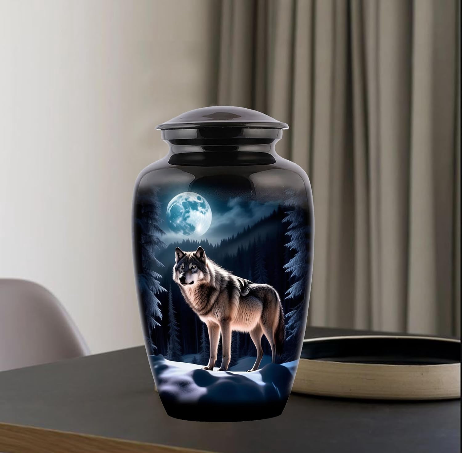 Wolf urn, Wolf Night urn  Forever Adult Cremation Urns for Ashes- Adult Classic Wolves Pictured Cremation Urn for Human Ashes,