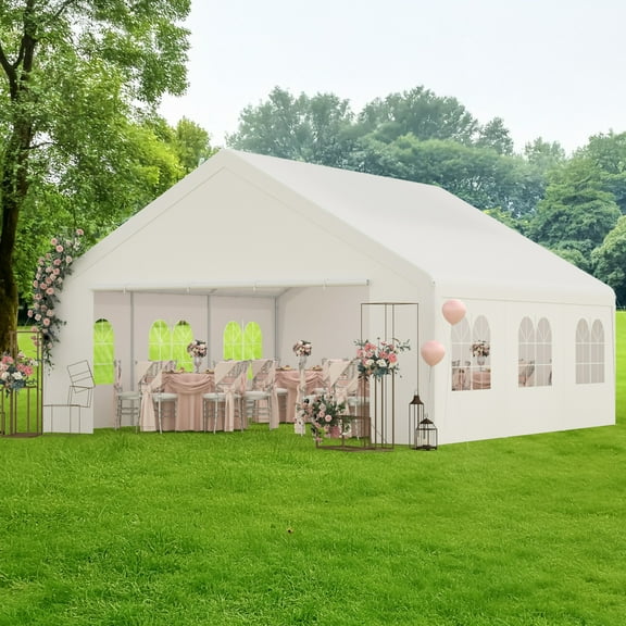 GOJOOASIS 20x20FT Carport Canopy Outdoor Garage with All-Season Tarp & Removable Sidewall Storage Shelter