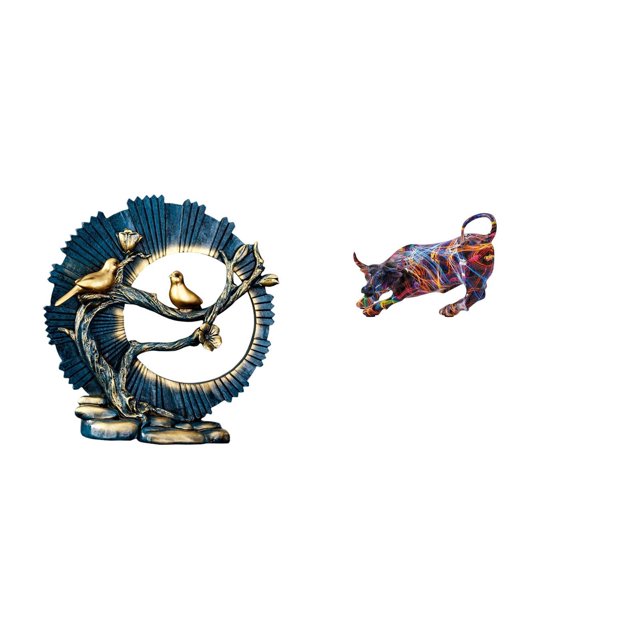 Figuras de resina artesanales y modernas de arte de toro, colorida colección de esculturas Feng Shui para decoración del hogar, estantería, sala