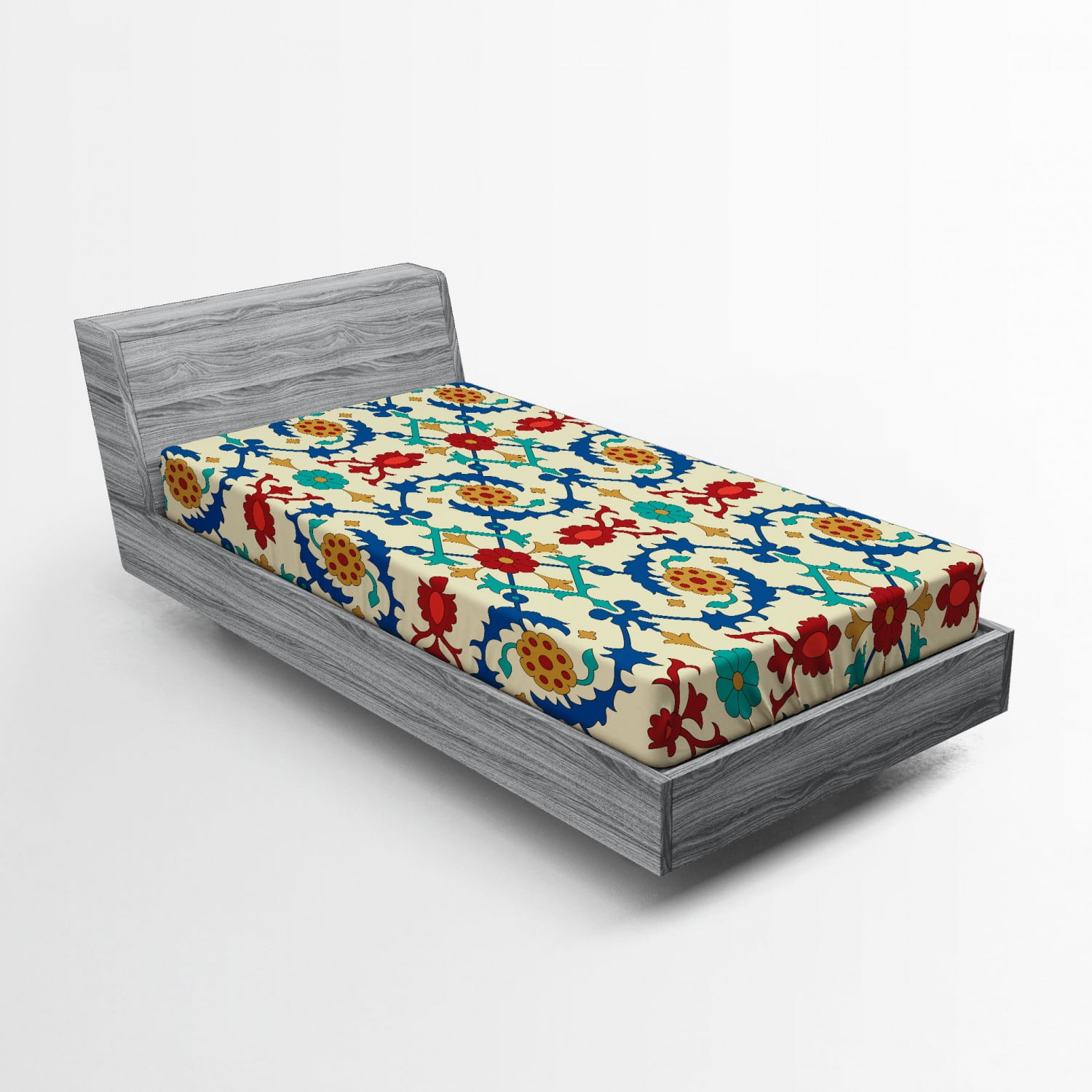 Moroccan Fitted Sheet Nostalgic Eastern Art Motifs with ...