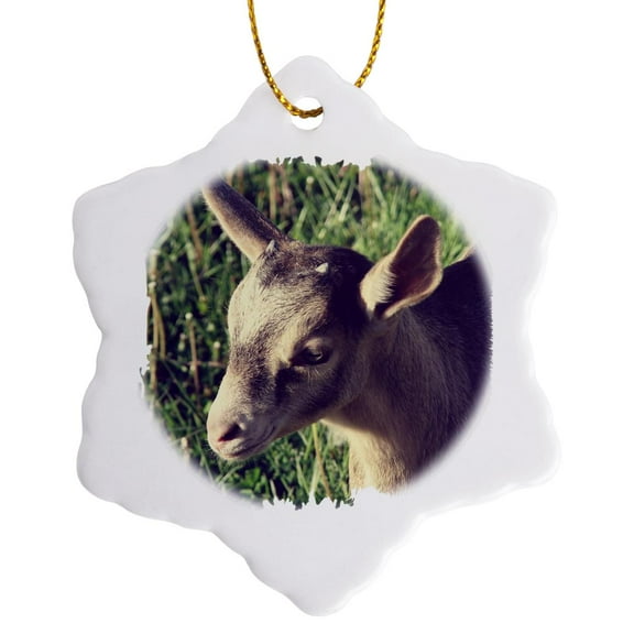 3drose, Dairy Goat Billy Kid Photographed by Angelandspot, 3 inch Snowflake Porcelain Ornament