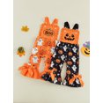 thumbnail image 3 of BemeyourBBs Kids Toddler Baby Girls Halloween Outfit Baby Girl Summer Fall Clothes Romper Overalls Cute Ghost Pumpkin Print Flare Pants Bell Bottom Jumpsuit Overalls, 3 of 9