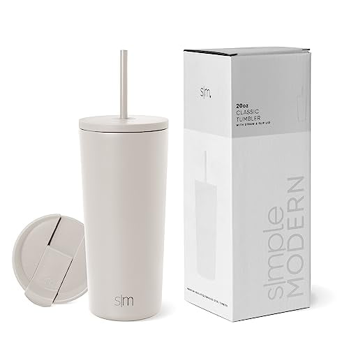 Vaso aislante moderno, sencillo, con tapa y pajita, 500 ml