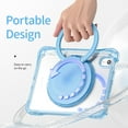 thumbnail image 4 of ELEHOLD Rotating Shockproof Case For iPad Mini 7th(A17 Pro) 2025/ 6th Generation 2022, Full Body Protection Clear Rugged Cover, 360° Rotating Ring Hand Grip Stand, Nylon Shoulder Strap,Lightblue, 4 of 11