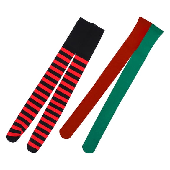 LOLIPPYY 2 Pairs Green and White Striped Socks for Women Over the Knee High Socks for Cosplay Accessories