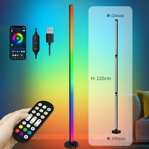 Smart RGB Corner Floor Lamp with APP Control, 16 Million Colors & Music Sync, Bluetooth LED Mood Lighting for Living Room, Bedroom, Gaming Room