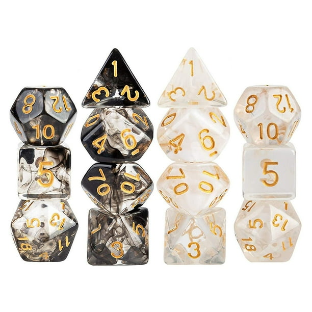 Juego de 2 dados poliédricos transparentes de 7 dados YONGSHENG