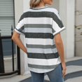 thumbnail image 5 of ZyeKqe Womens Summer T Shirts Short Sleeve Shirts Casual V Neck Top Striped Loose Fitted, 5 of 7