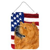 Carolines Treasures SS4029DS1216 USA American Flag with Chow Chow Wall or Door Hanging Prints 12x16 multicolor