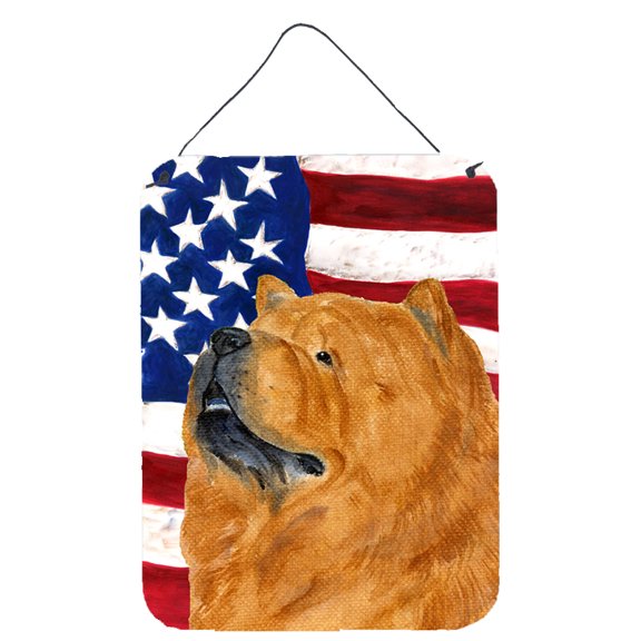 Carolines Treasures SS4029DS1216 USA American Flag with Chow Chow Wall or Door Hanging Prints 12x16 multicolor