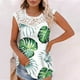 thumbnail image 2 of Camiseta sin mangas de encaje con estampado de mujer Camiseta sin mangas de empalme de cuello redondo Camiseta ligera y cómoda delgada OAVQHLG3B Store lin121212, 2 of 5