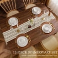 thumbnail image 4 of Vesteel 12-Piece Dinnerware Set for 4, Handcrafted Ceramic Plates and Bowls Set, Speckled Stoneware Dishes Set for Family, Microwave & Dishwasher Safe - Speckled White, 4 of 10