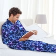 thumbnail image 6 of Lsque Blue Lightning1 Pattern Long Sleeve Pajama Set for Men - Soft 2-Piece Sleepwear and Loungewear Set with Pockets, Comfy Nightwear-Large, 6 of 7