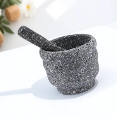 BESTYASH 1 Set Molcajete Mortar Pestle Garlic Grinding Bowl Kitchen Use Assorted Color