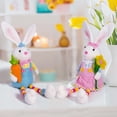 thumbnail image 6 of Meggemo Easter Bunny Plush Doll with Carrot Flower Sitting Decoration for Window Display Party Supplies Spring Holiday, 6 of 6