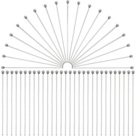 400Pcs 304 Stainless Steel Ball Head Pins for Craft Jewelry Making Stainless Steel Color 40x0.7mm 21 Gauge Head: 2mm
