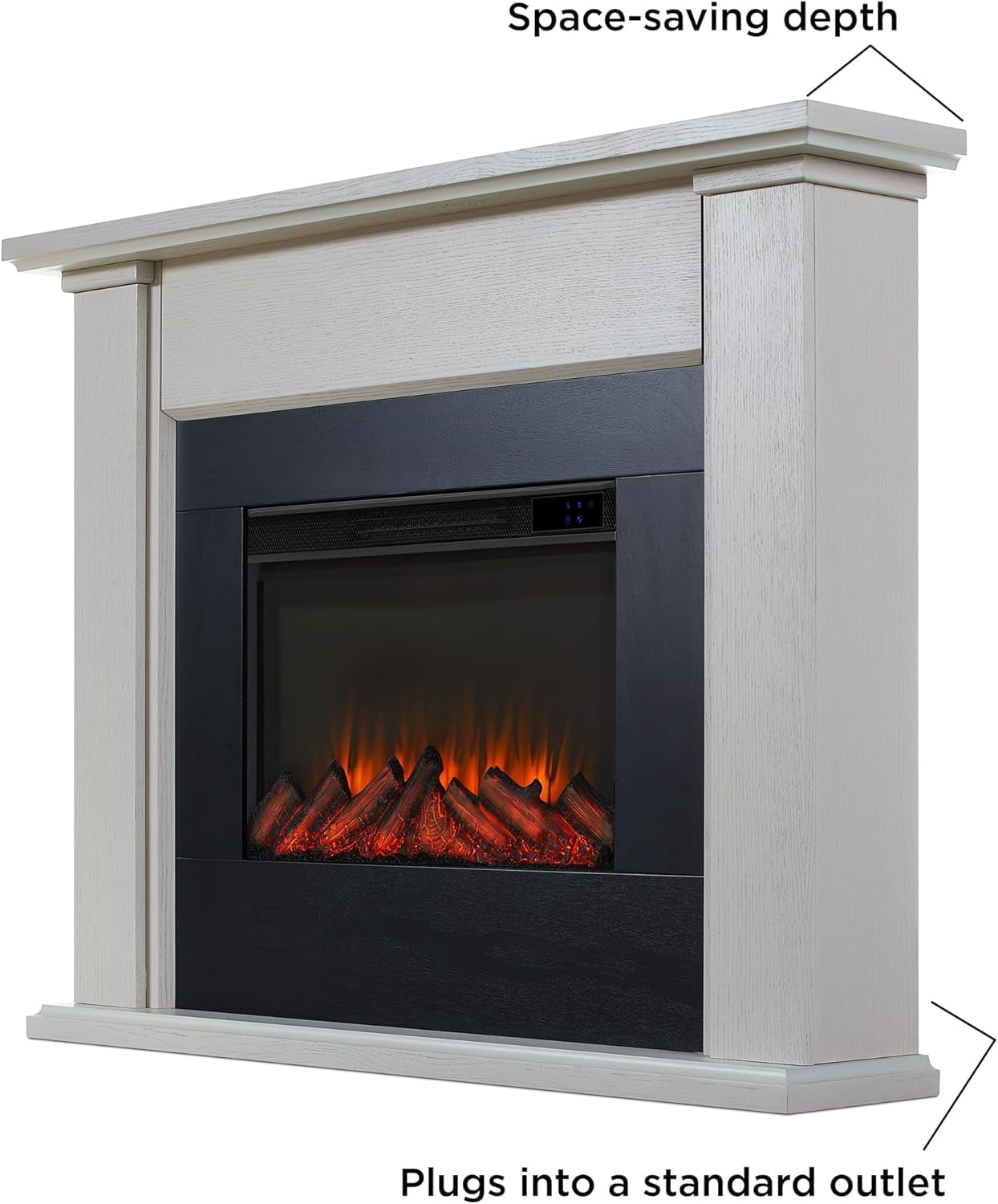 Real Flame Tejon 52" Slim Electric Fireplace in Bone White