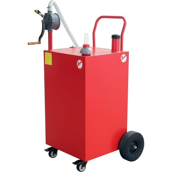 Yesurprise 50 Gallon Protable Gas Caddy With Manual Transfer Pump Fuel Storage Tank & 4 Wheels Gasoline Diesel Fuel Container for Atv Car Mowers Tractors Boat Motorcycle