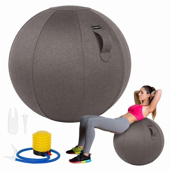 Siège Boule Ergonomique pour Bureau Chaise Boule de Yoga Taille 65CM Chaise Boule de Grossesse avec Housse en Lin