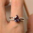 thumbnail image 5 of Lab alexandrite ring, sterling silver engagement ring, pear cut color changing gemstone, June birthstone ring, 5 of 5
