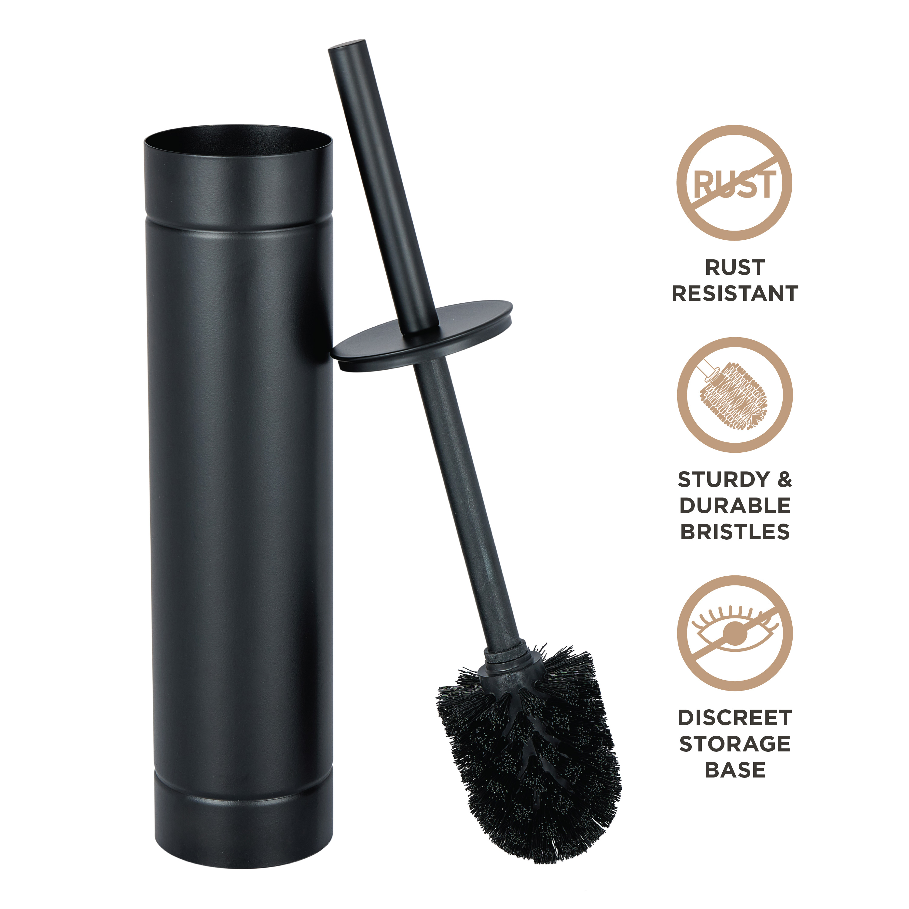 Bath Bliss  Adult Slender Toilet Brush with Weighted Base in Black