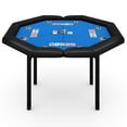 thumbnail image 1 of 48" Plegable Octagon Poker Table para 8 Jugadores – Mesa de Juego Estilo Casino con Rieles Acolchados, Portavasos de Acero Inoxidable, Patas Metálicas Plegables – Ideal para Texas Hold'em, 1 of 8
