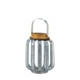 thumbnail image 1 of Small Galvanized Metal Lantern, Iron & Glass - MDF Wood, 1 of 1