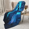 thumbnail image 3 of Fuzoiu Futuristic Blue Light Wolf Print Flannel Throw Blanket,Light Weight Warm Decorative,Throw Blanket Cover for Sofa, Couch, Bedroom,Travel-80"x60", 3 of 6