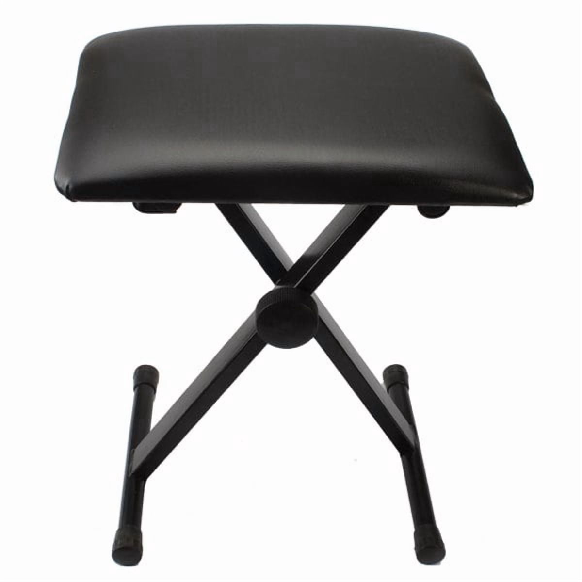 Dual-tube X-Shape Keyboard Stand + Adjustable Folding Piano Bench Stool Seat Black
