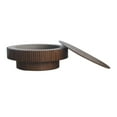 thumbnail image 4 of Noble House Leigh 39.3" Round Coffee Table with Hidden Storage, Solid Wood Veneer Fluted Accent Tea Table, Walnut, 4 of 7