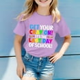 thumbnail image 2 of XAOFW Girl's T-Shirts Childrens Letter Prints Crewneck Short Sleeved T Shirt For Boys Girls Home Lounging Stylish Top, 2 of 4