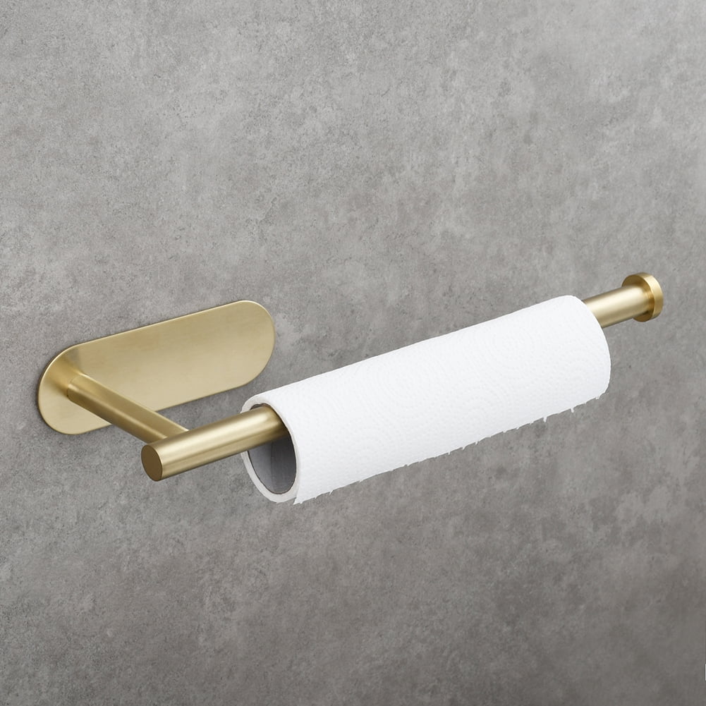Lowestbest Stainless Steel Towel Holder, Adhesive Lengthen Toilet Paper Holder for 2 Roll Papers, Brushed Gold Lowestbest Stainless Steel Towel Holder, Adhesive Lengthen Toilet Paper Holder for 2 Roll Papers, Brushed Gold