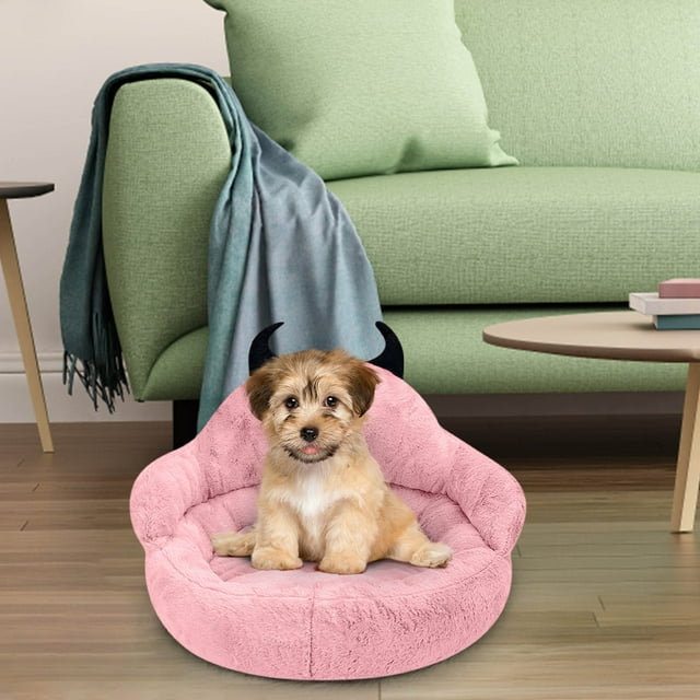 Xihbxyly Cómoda Cama para Perros, Forma Redonda para Mascotas Que Se Acurrucan, Acolchado Suave para Aliviar Las Articulaciones, Diseño Autocalentable y Acogedor, Bordes Elevados Seguros, Base Antima