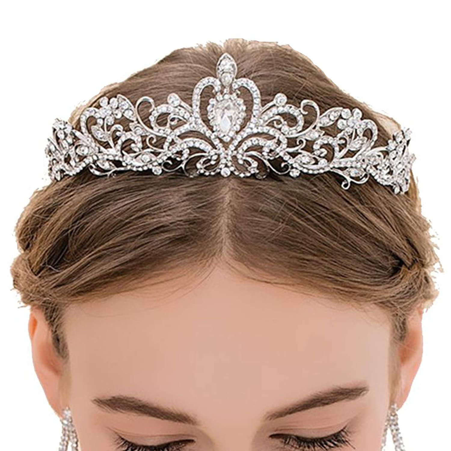 Yirtree Crystal Crowns and Tiaras Princess Wedding Crown Rhinestone  Birthday Tiara Pageant Headband Bridal Hair Headpieces for Women and Girls  Silver 