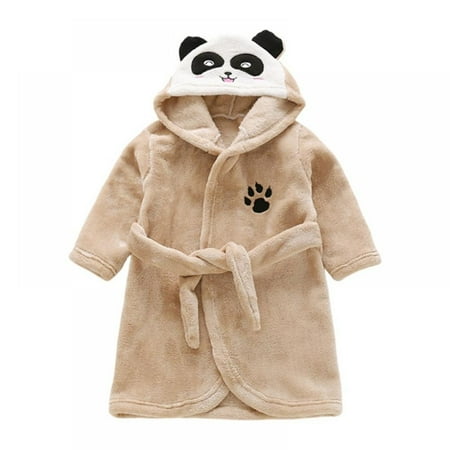 

Toddler Kids Cartoon Hooded Plush Robe Animal Pajamas Fleece Bathrobe Children Sleepwear