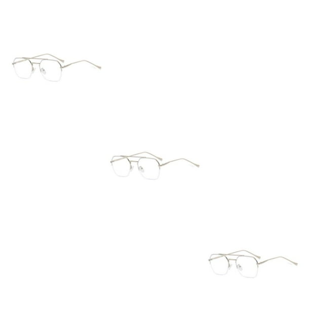 Qarigey Hombres Medio marco Anteojos Gafas de lectura Moda Doble viga Anteojos Espectáculos Interior Exterior Plata blanco Type1 NO1