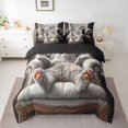 thumbnail image 3 of Manfei Cartoon Kitten Queen Bedding, Kawaii Pet Animal Bedding Comforter Set Queen, Gray, Black Reversible, 7 Pieces, 3 of 6