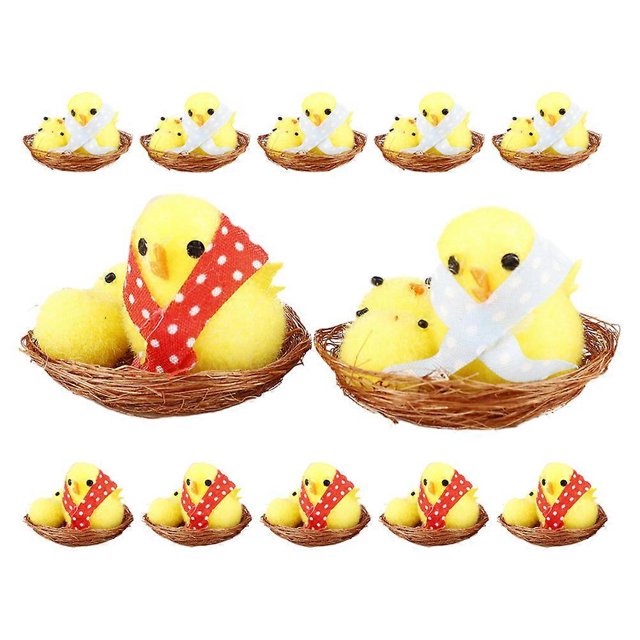 Mini Fluffy Chicks Figurines 12Pcs Colorful Easter Decorations Ideal For Table Adornment Festival Item Safe Non-Toxic Materials