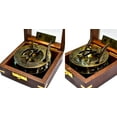 thumbnail image 4 of SAILOR'S ART Hatton Garden London Antique Brass Sundial Compass with Wooden Box, 4 of 5
