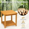 thumbnail image 3 of HYJY Patio Small Side Table, Acacia Wood 18 inch Double-Deck Coffee Table with Storage Tier for Living Room, Garden, Balcony, Porch, Deck (Teak Color), 3 of 18