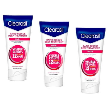 3 Pack Clearasil Rapid Rescue Deep Treatment Wash, 6.78 Each