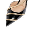 thumbnail image 4 of FSJ Women Chic Pointed Closed Toe Stiletto High Heels Slingback Pumps Gold Thin Ankle Strap Sandals Dressy Shoes Size 10.5 Black, 4 of 4