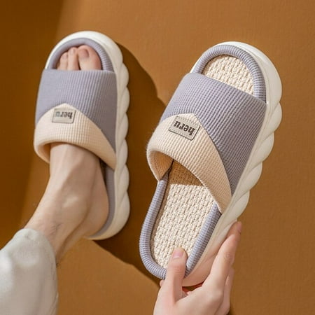 

CoCopeanut Home Green Linen Sandal for Women Cute Butterfly-knot Clouds Flip Flops Female Summer Cozy Shoes Slides Platform Ladies Slipper