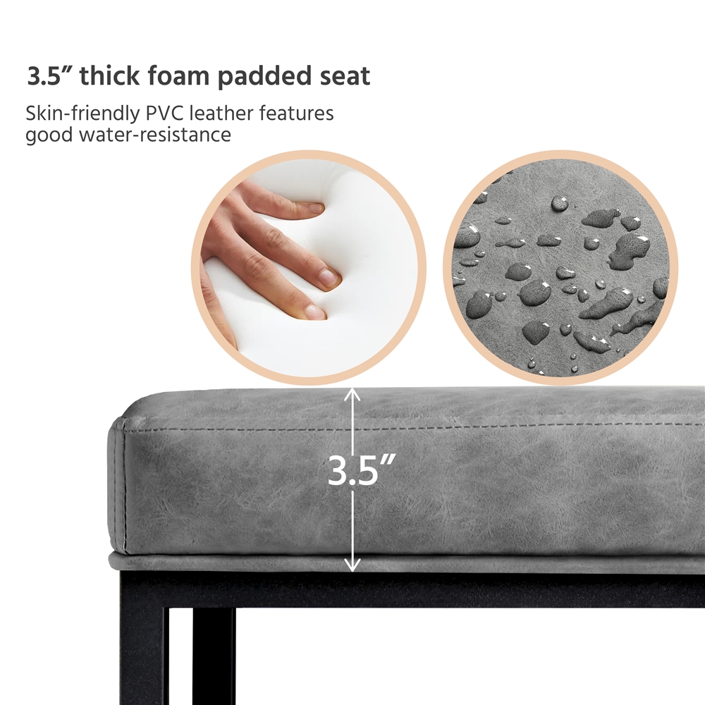 SMILE MART 24" Modern Upholstered Backless Counter Bar Stools, 2pcs, Gray - image 4 of 6