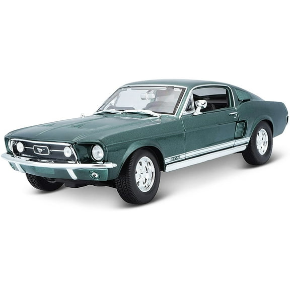 1967 Ford Mustang GTA Fastback Green Metallic with White Stripes 1/18 Diecast Model Car by Maisto